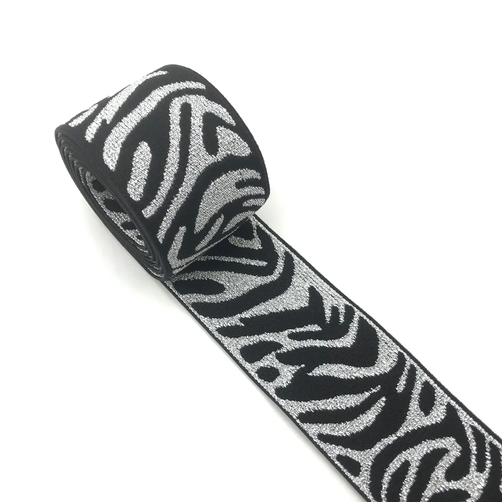 2 mt/los 27/40mm Herz Stern Leopard Glitter Silber Elastische Bands Jacquard Elastische Band Für Bekleidungs Hosen DIY Nähen Zubehör – Detail 3