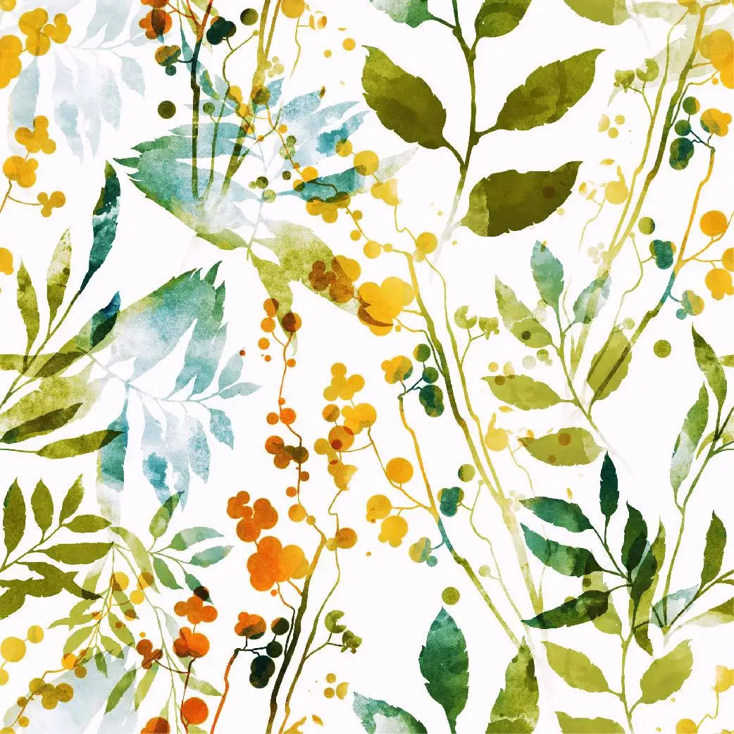 Watercolor Green Blue Yellow Leaf Peel and Stick Wallpaper Self Adhesive Wall Paper Botanical Removable Contact Paper Wall Mural