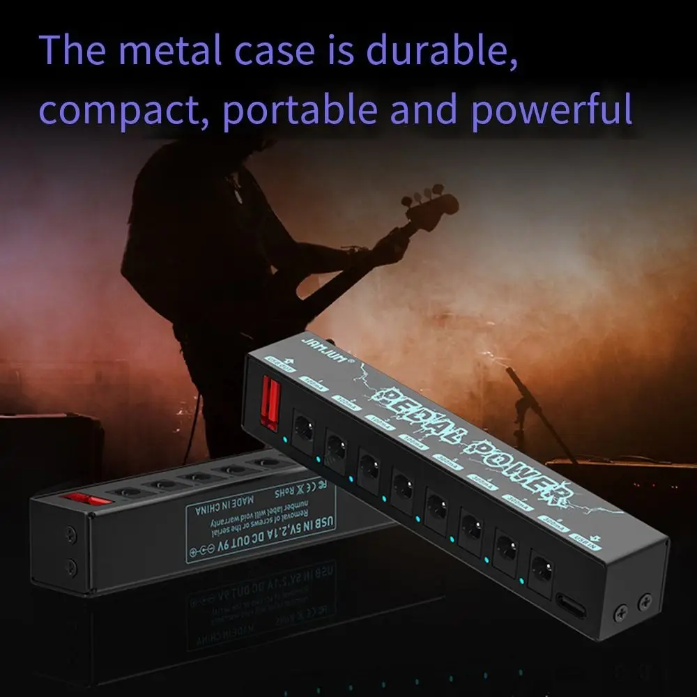 8 Isolated Guitar Effector Power Supply DC 9V USB IN Guitar Pedal Power Metal Shell Pure Low Noise Multi-channel Effector