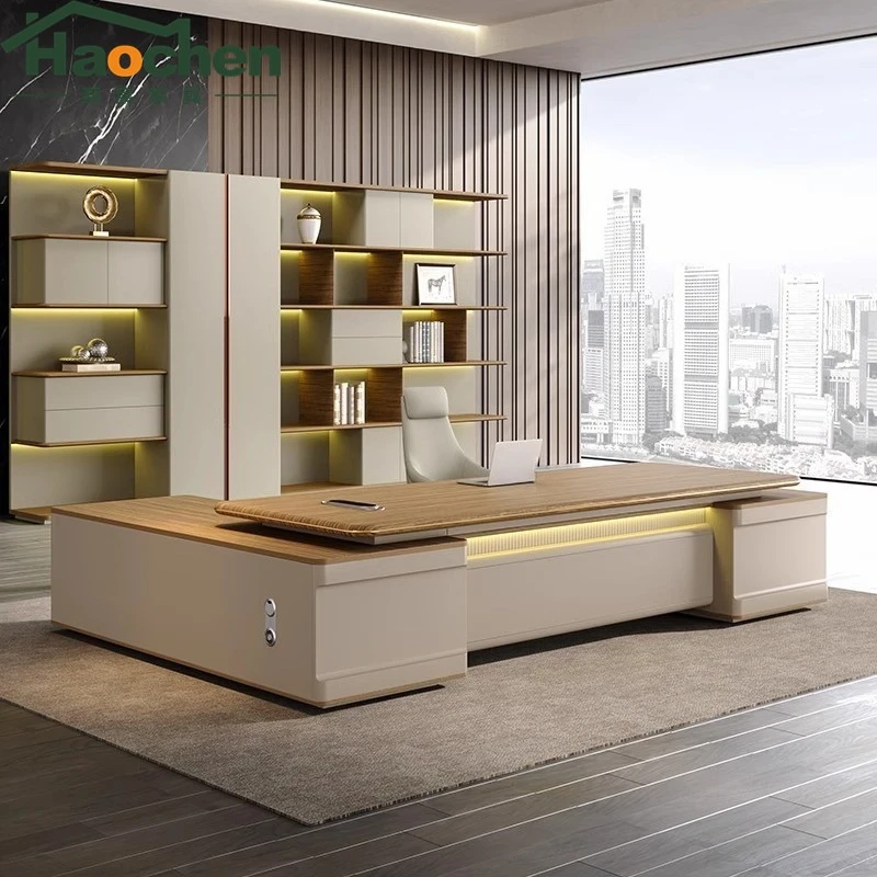 

Boss table, simple modern desk, light luxury high-end chair combination, president, desk manager, office furniture