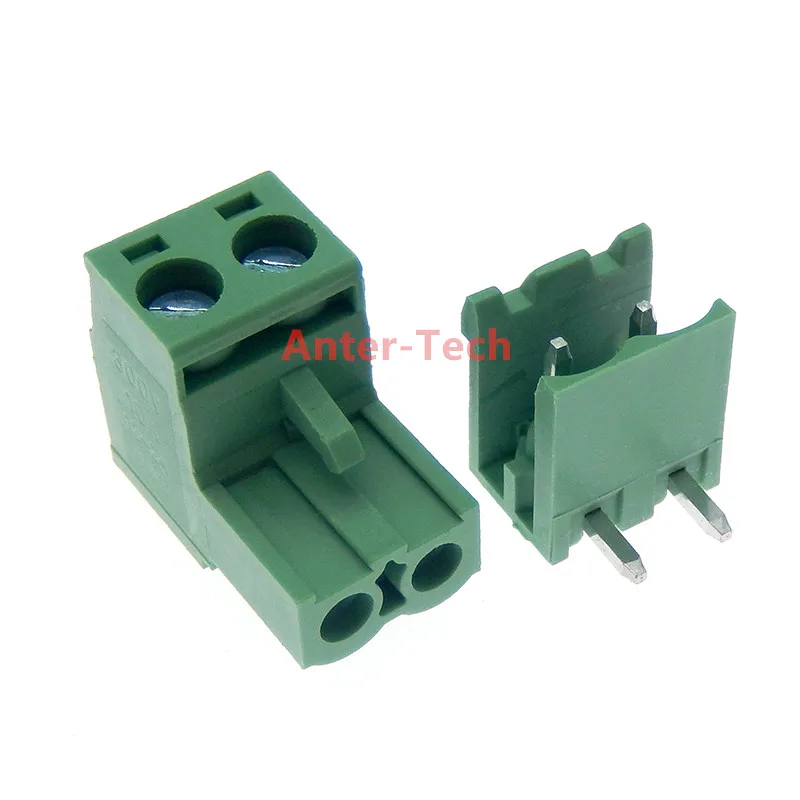 5SETS 2EDG 2pin 5.08MM pitch RIGHT ANGLE pluggable screw terminal block 5.08 2 pin PLUG TYPE pcb connector PLUG + SOCKET 300v