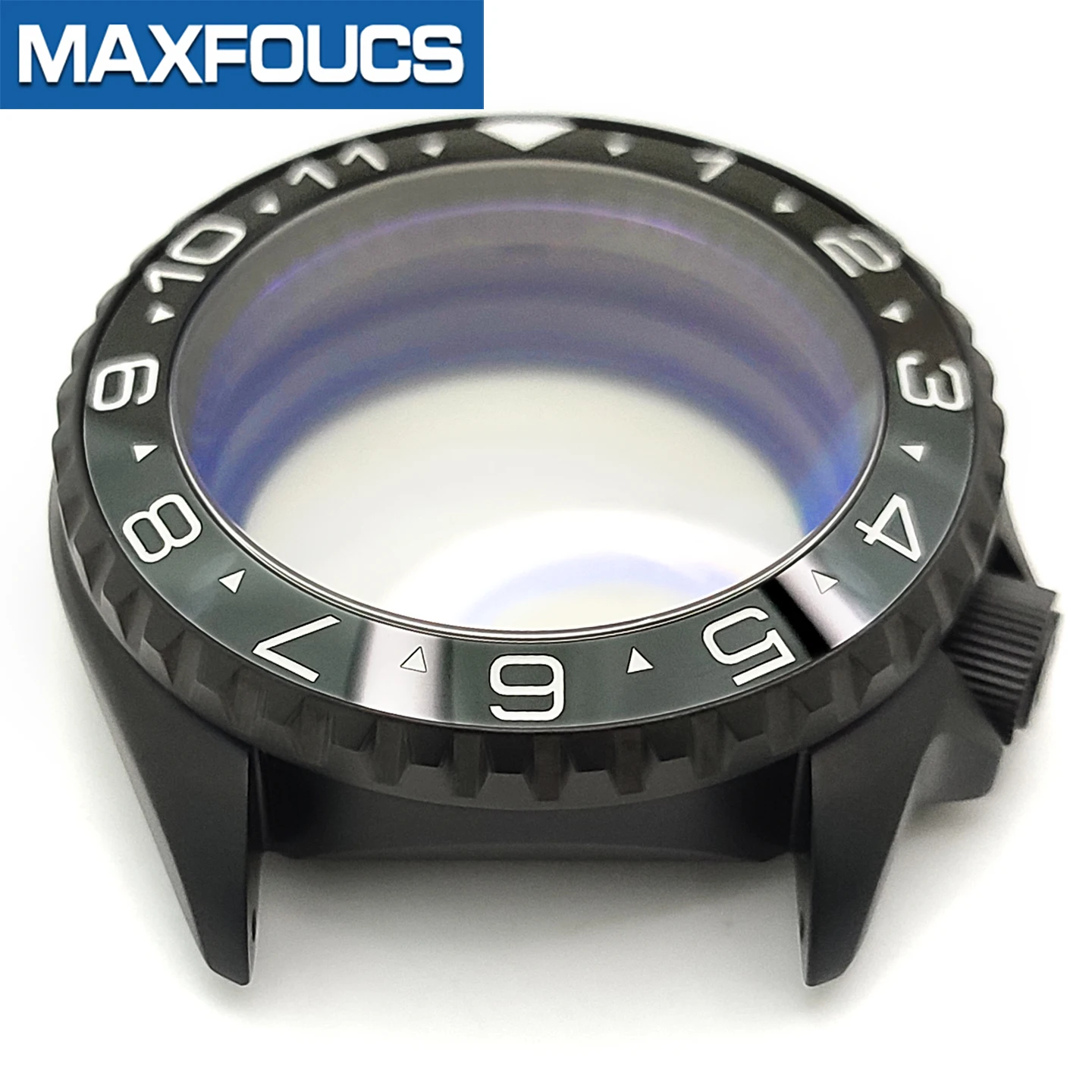 SKX NH 3.8 Schwarzes Mattes Uhrengehäuse-Set 4-Uhr-Position Edelstahl-Finish MOD NH36 Einsatz Saphirglas Kapitelring Kundenspezifische Teile – Detail 17