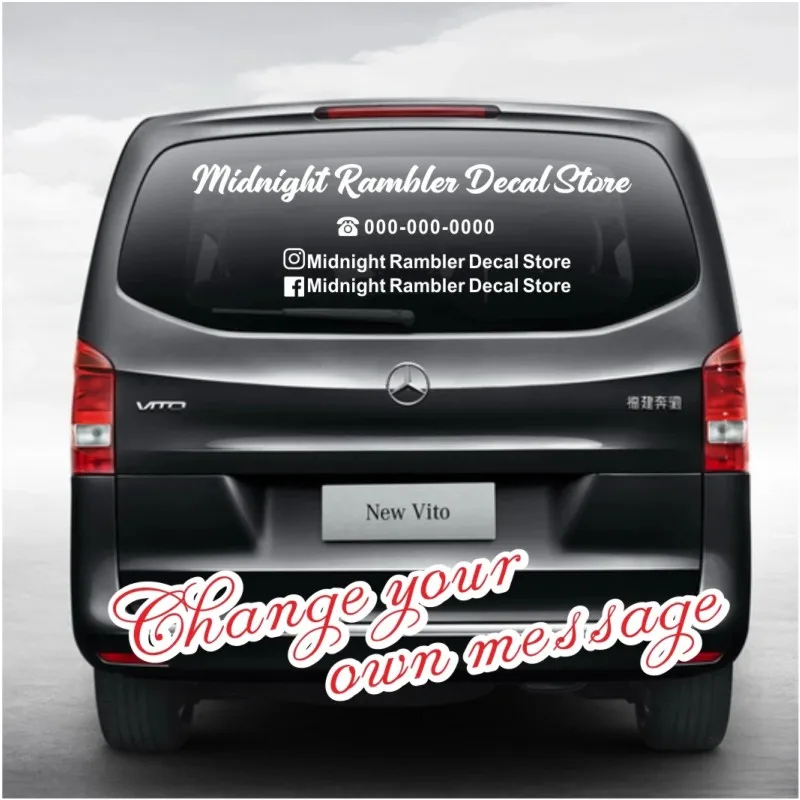 New Custom Business Social Media Car Sticker Decal Business Logo IG Telephone Vinyl Windshield Bumper Door Decor