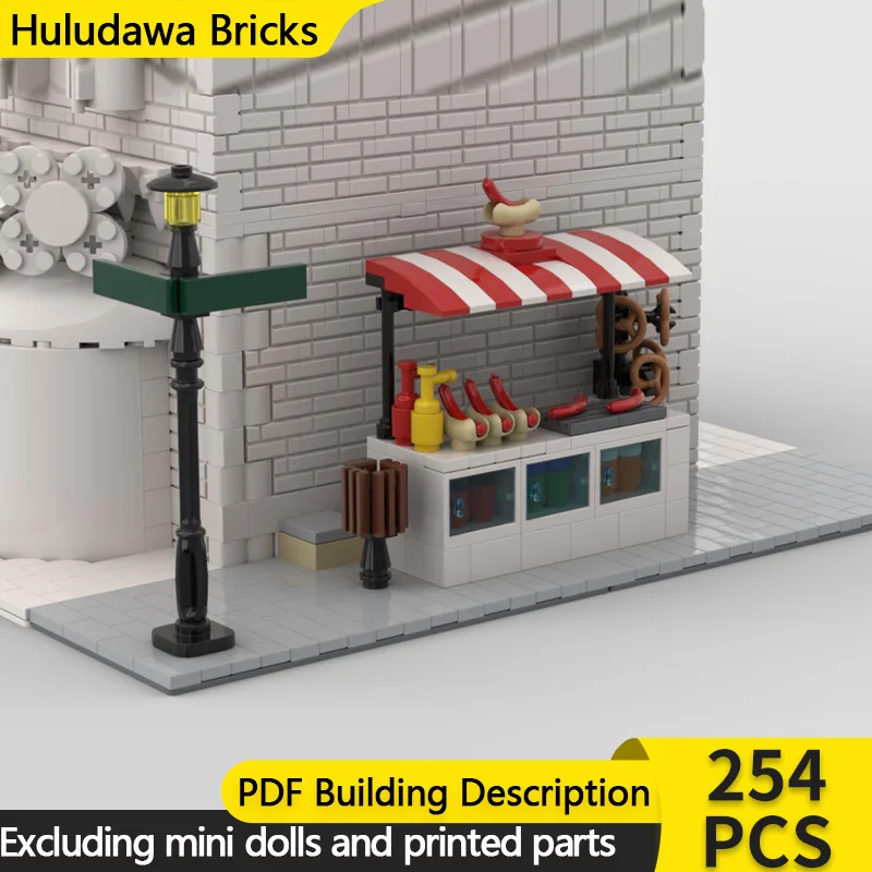 

City Street View Model MOC Building Brick Corner Hot Dog Stand Modular Technology Children Holiday Gifts Assemble Toys Suit