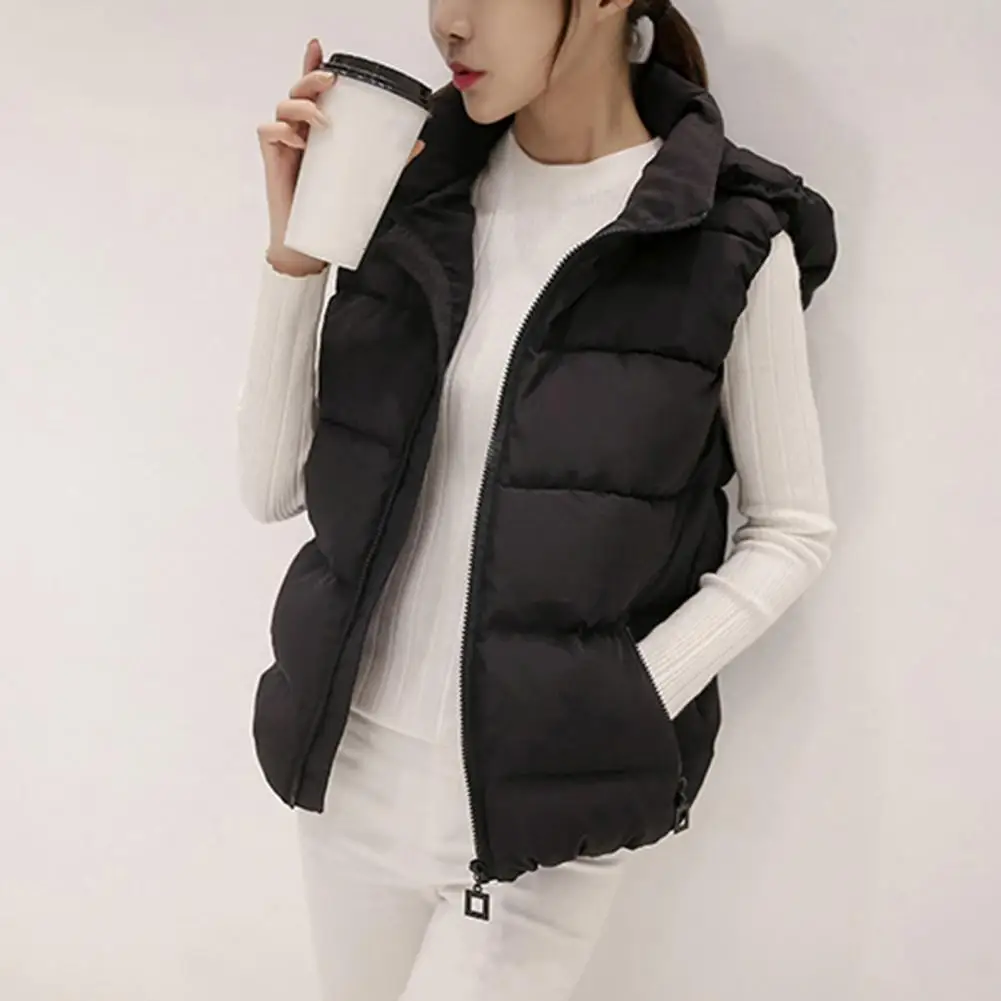 

Winter Jacket M-4XL Women Hooded Vest Plus Size Cold Proof Cozy Women Winter Loose Sleeveless Jacket