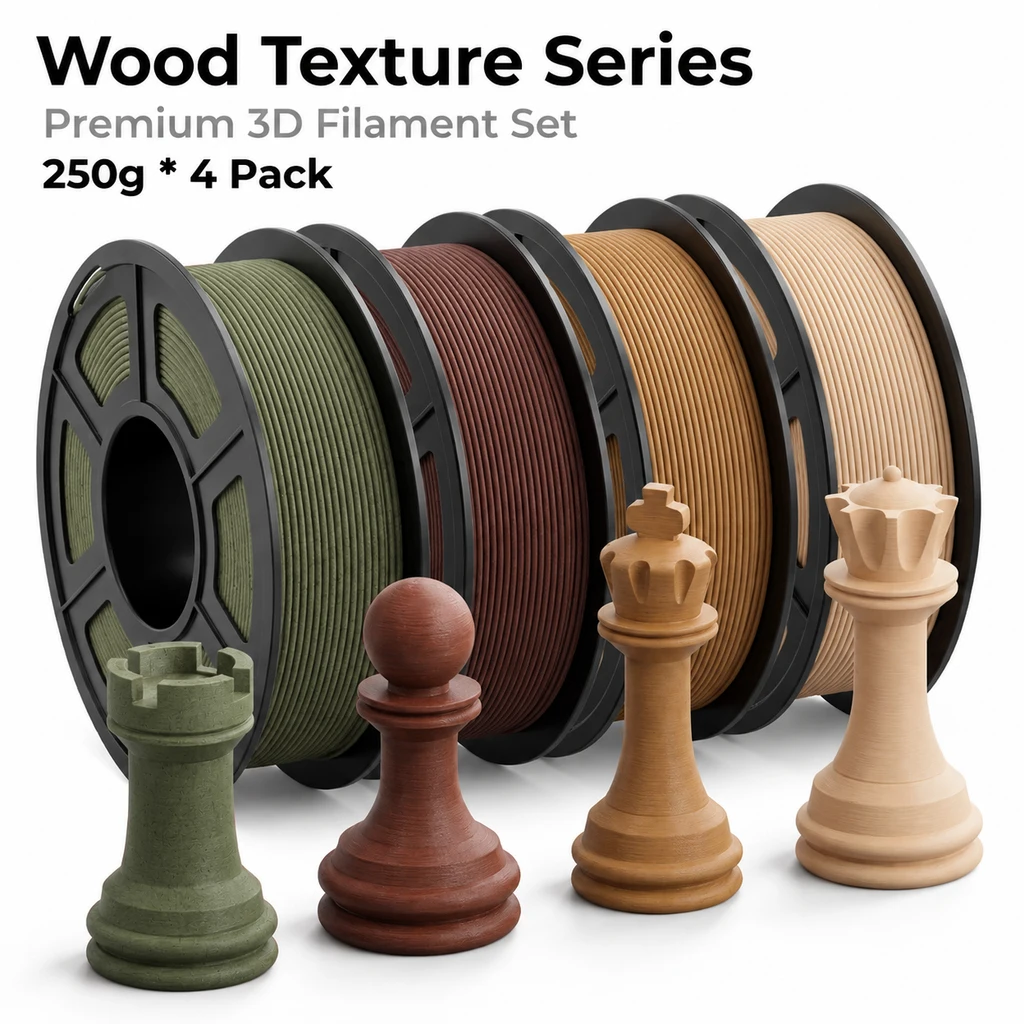 Wood PLA 1.75mm 3D Printer Filament Green Wood Ebony Yellow Wood Light Wood Optional 200g 250g 500g 1000g For FDM 3D Printers