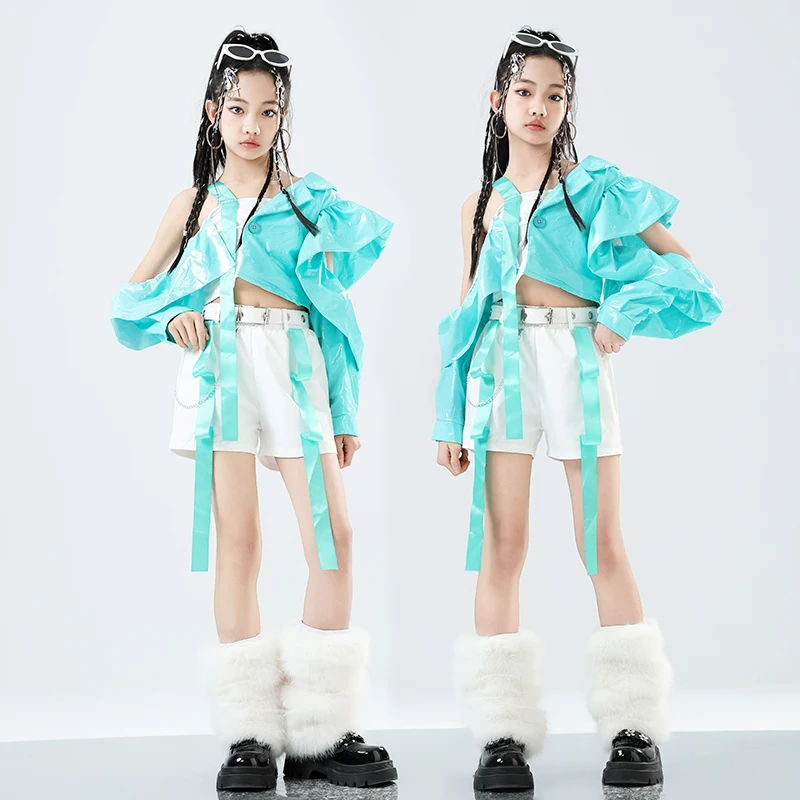 

Одежда в стиле хип-хоп, укороченный топ для девочек, шорты для уличных танцев, детская уличная одежда K-pop, детские джазовые костюмы, комплект групповой одежды для девочек
