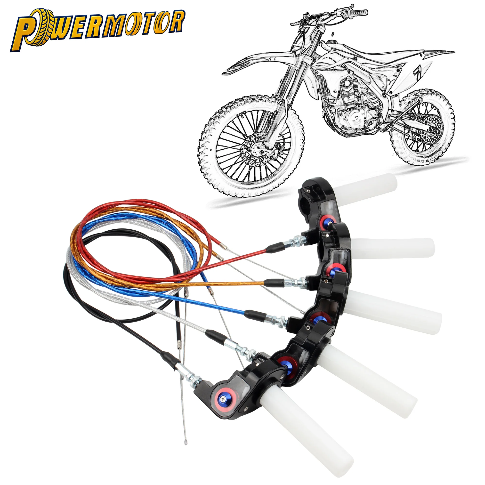 

Motorcycle Accelerator Throttle Handle Grips Parts 1200mm Cable 22mm 7/8'' Universal Enduro Motocross Dirt Pit Bike Accessories