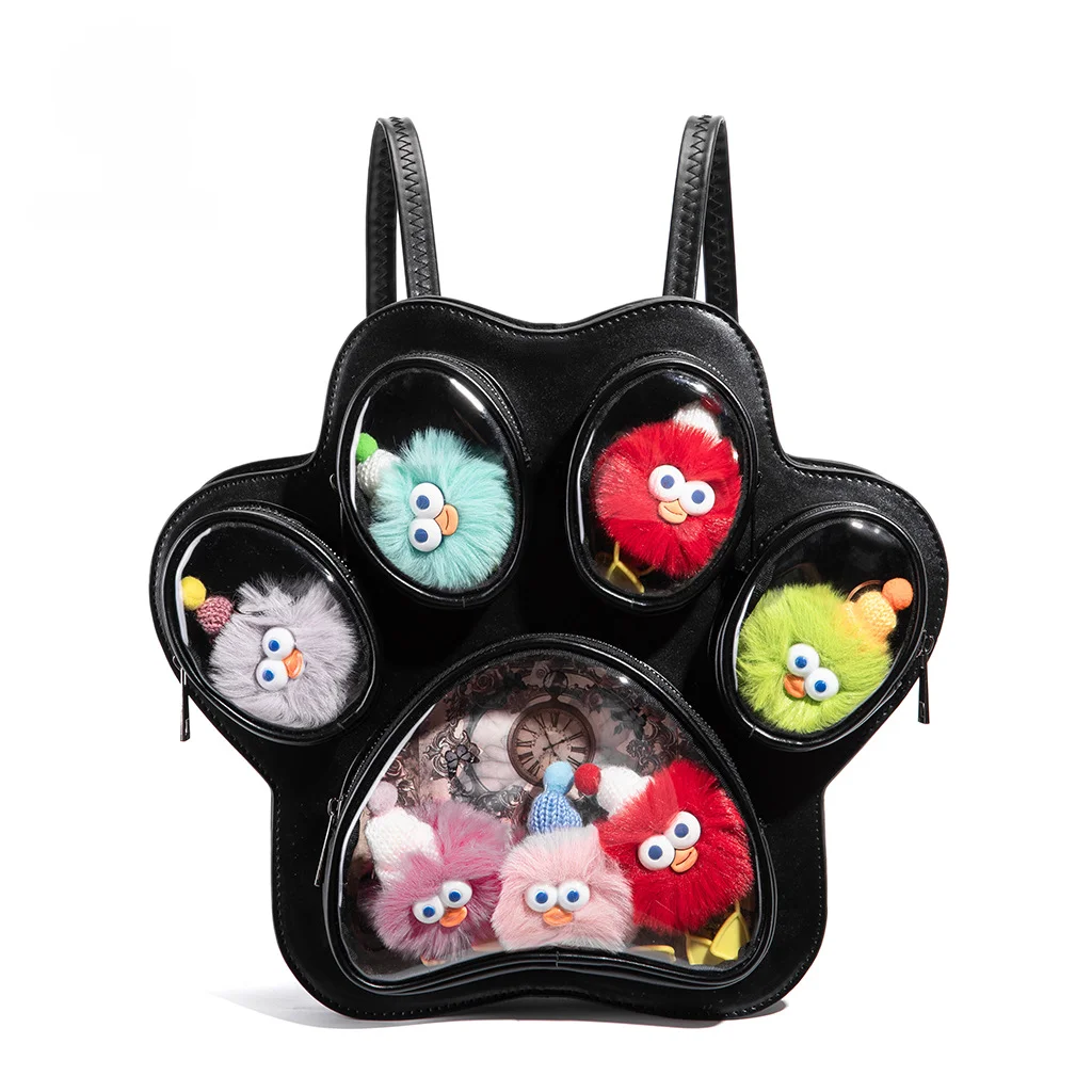 

Kawaii Cat Claw Ita Bag Transparent Window DIY Charms Display Double-sided Harajuku Crossbody Shoulder Bag
