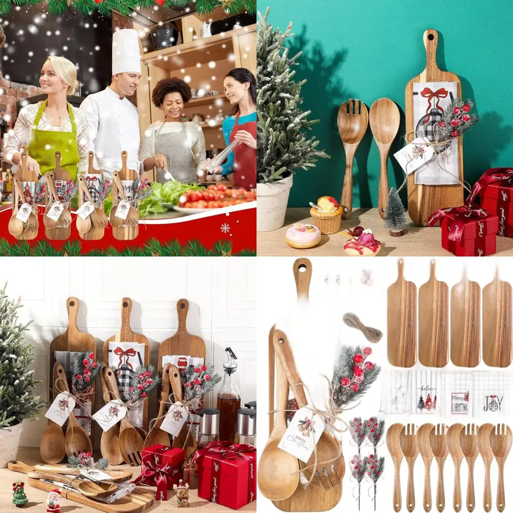 

Набор из 25 рождественских кухонных предметов: разделочная доска, полотенца, посуда, поздравительная открытка и декор для праздничного согрева дома.