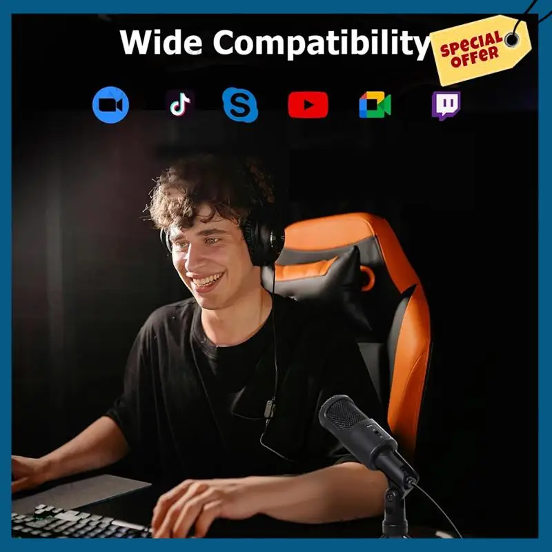-A15I PC USB Microphone, Podcast Condenser Microphone With Foldable Tripod For Streaming, Gaming, Podcasting, Recording,Laptop D