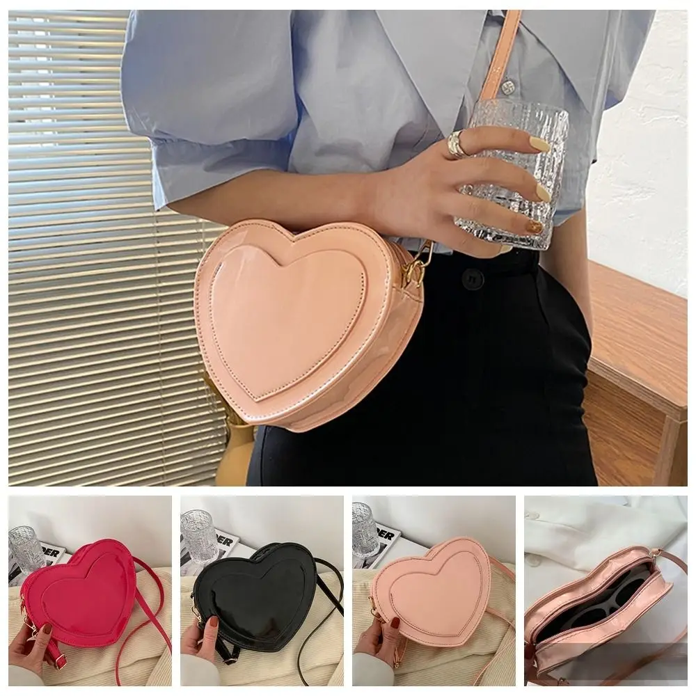 Love Heart Peach Heart Shaped Handbags Pu Leather Pink Pu Leather Crossbody Bag Crossbody Bag Adjustable Shoulder Strap