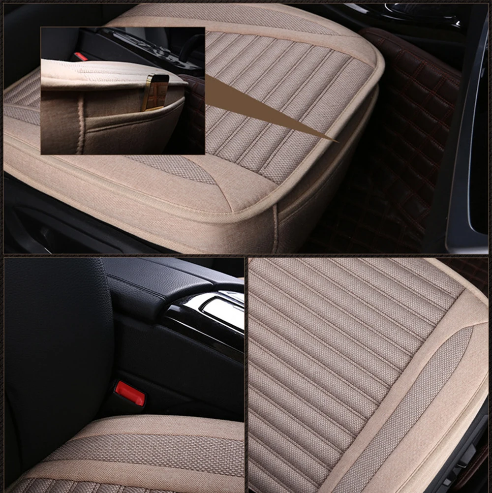 Breathable Car Seat Cover 9D Flax Seat Protection Cushion Four Seasons Universal Front And Rear Seat Anti-skid Pad Driver Mat