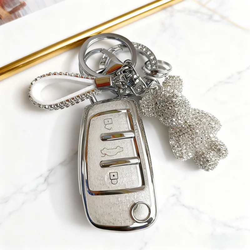 White Diamond TPU für Audi A1 A3 8P 8L A4 A5 B6 B7 A6 A7 C5 C6 4F Q3 Q5 Q7 Q8 TT S3 S4 S6 RS Autoschlüsselhülle Cover Fob Zubehör