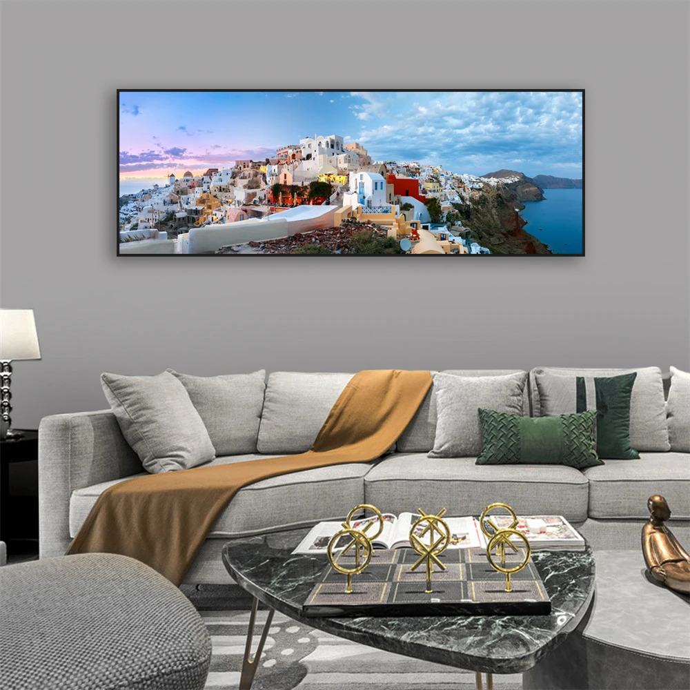 Oia Santorini Landscape Prints Nature Sea Landscae Poster Modern Greece Travel Canvas Painting Home Living Room Decoration