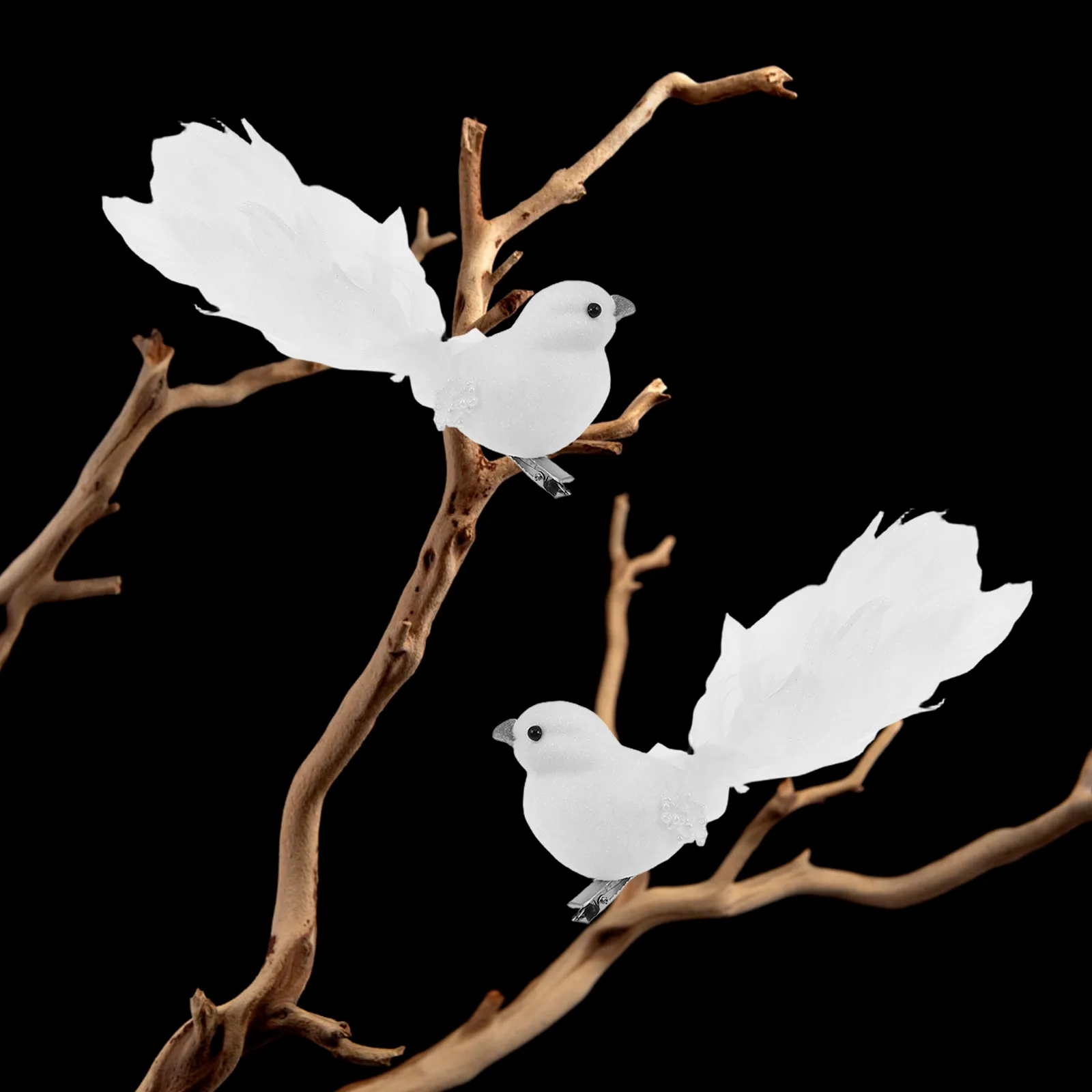 

Christmas Decorations Bird Figurine Accessories White Artificial Birds Ornament