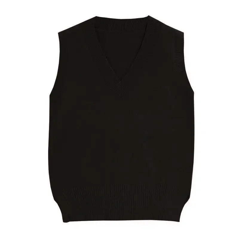 Women Sweater Vest Autumn and Winter Korean Loose Black V-neck Knitted Vest Sleeveless Sweater Women