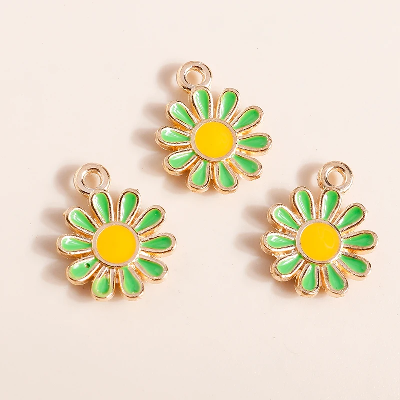 20 Stück niedliche, gemischte grüne Emaille-Blumenanhänger für die Schmuckherstellung, zum Basteln von Ohrringen, Halsketten, Armbändern und anderen Accessoires. – Detail 13