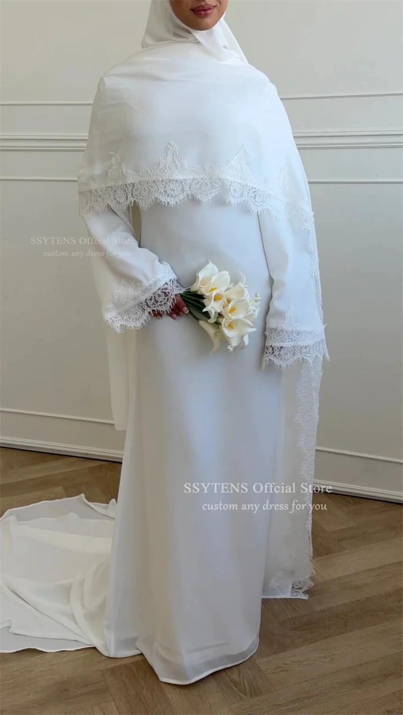 SSYTENS Elegant Modest Wedding Dresses Formal Event Lace Long Sleeve Bride Gowns Button Bride Dress Customized Vestido De Novia view 6