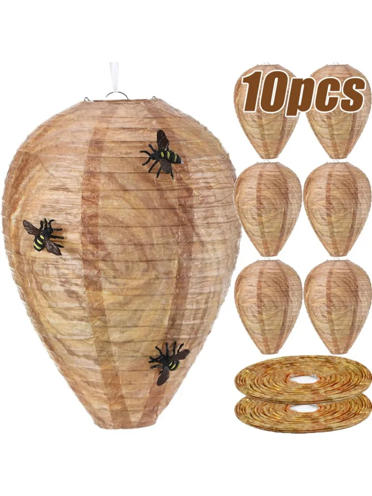 Tissu imperméable antiparasitaire, 1 à 10 pièces, dissuasion des guêpes et des guêpes, faux nid d'abeille, leurre, lanternes de ruche, piège répulsif en papier