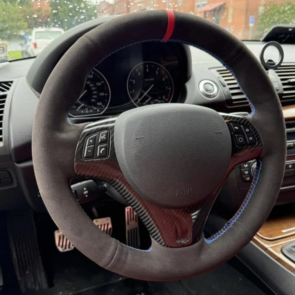 

Чехол на руль автомобиля черная замша для BMW M Sport M3 E90 E91 E92 E93 E87 E81 E82 E88 X1 E84 Чехол для оплетки салона автомобиля