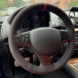 Car Steering Wheel Cover Black Suede For BMW M Sport M3 E90 E91 E92 E93 E87 E81 E82 E88 X1 E84 Braiding Cover Car Interior