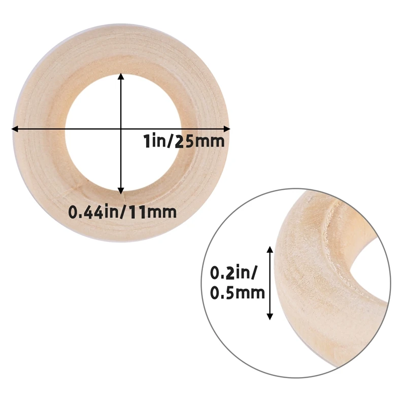 150 Stuks 25 Mm/1 Inch Houten Ambachtelijke Ring Onafgewerkt Houten Ringen Cirkel Hout Hanger Connectoren Voor Diy Projecten