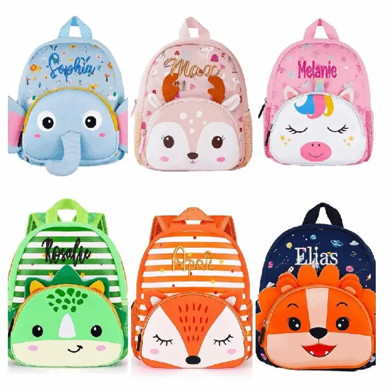 Personalized Embroidered Little Kid Toddler Backpack Baby Boy Girl Kindergarten Per School Bags Cute Neoprene Cartoon Backpacks