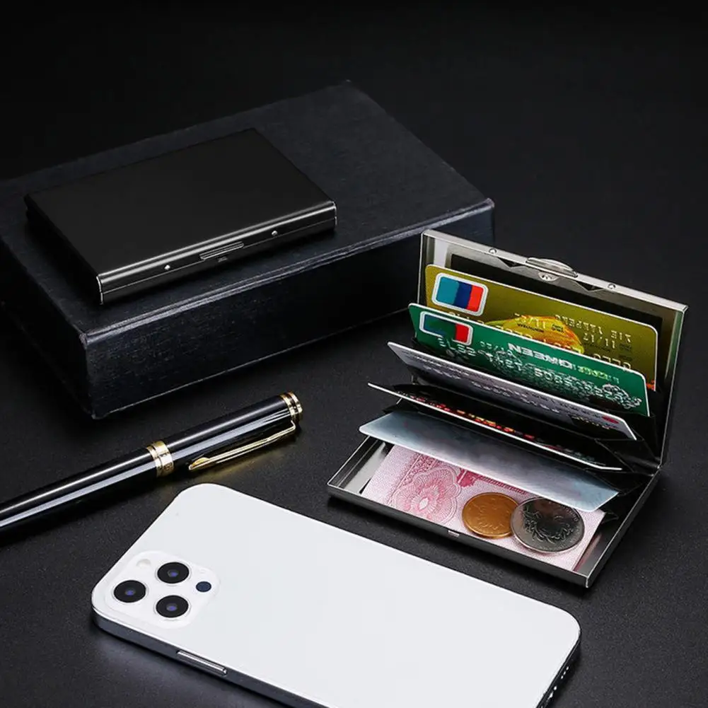 RFID金属カードホルダー,6スロットバックル,盗難防止,クレジットカードホルダー
