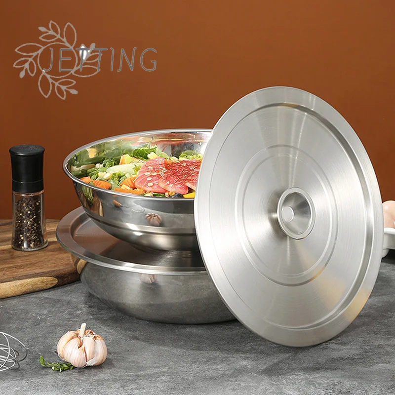 Hot 20/22/24CM Stainless Steel Cookware Lid Reusable Cooking Pot Cover Wok Cover Frying Pan Lid Flat Pan Cover For Bowls Basins