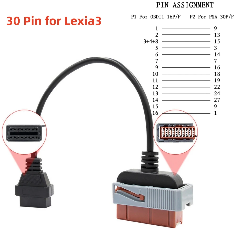 For BENZ 38Pin、Ford 7Pin、Toyota 17 pin、Mitsubishi 12 pin、KIA 20 Pin、Lexia3 30 Pin OBD2 16 pin Connector Car Diagnosis Cable