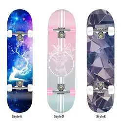 Skateboard completo Double Kick Longboard completamente muto per principianti donna uomo