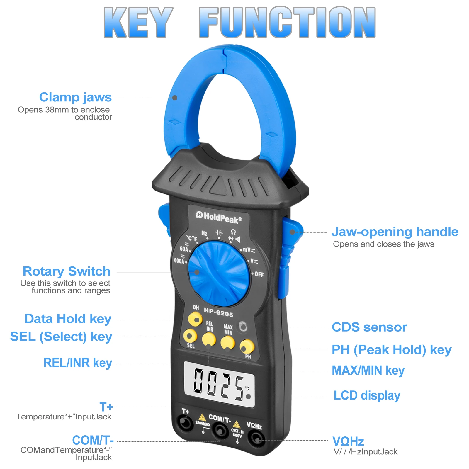 تصميم رفيع للغاية مع فكي مزدوج الفتح، ومقياس متعدد بمشبك رقمي تلقائي بقدرة 6000 عدد، مثالي للقياسات الكهربائية. #4