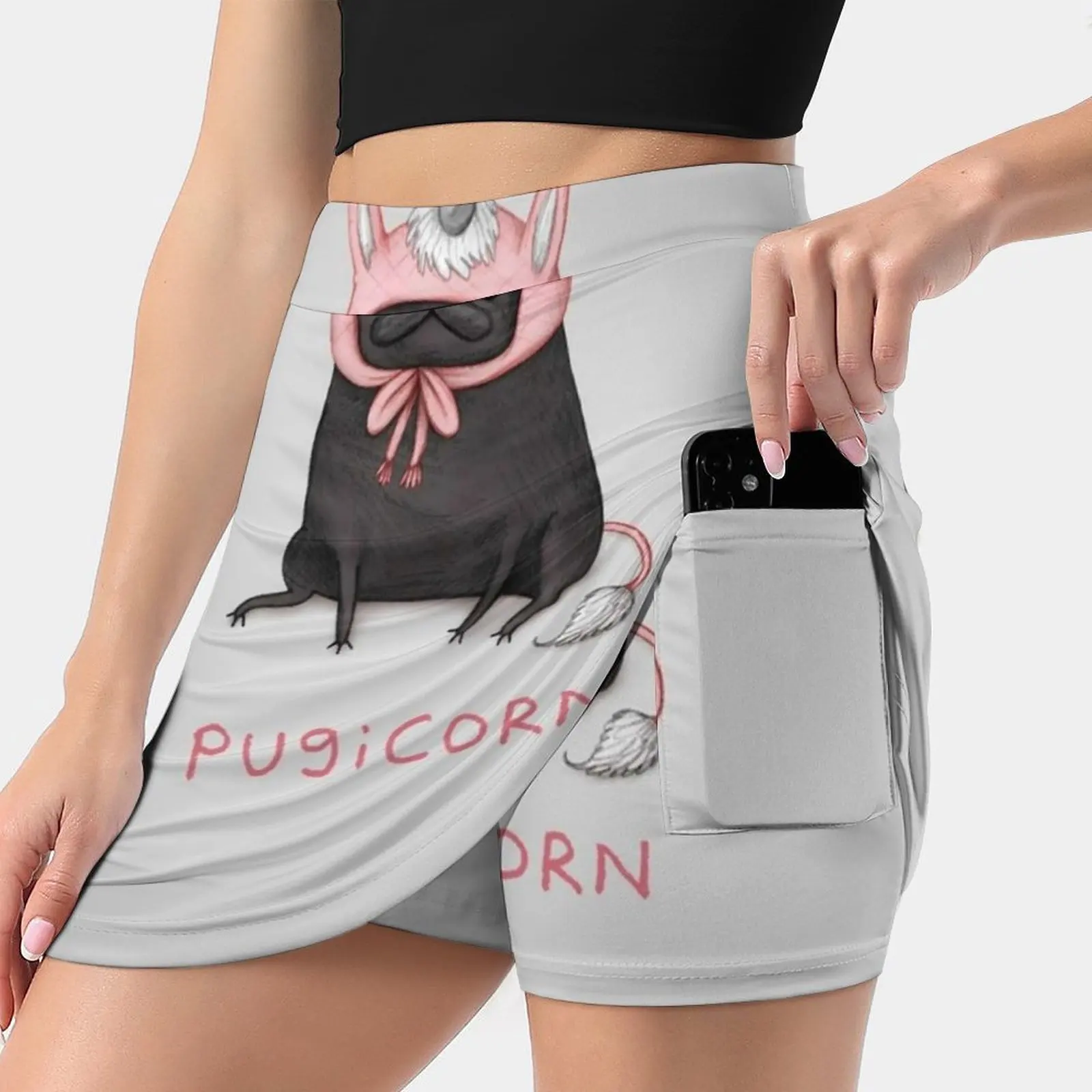 

Женская юбка Pugicorn, юбки в эстетике, новые модные короткие юбки, розовые очаровательные короткие юбки Pugicorn Pug, единорог, мопсы, кекс, Мопсы