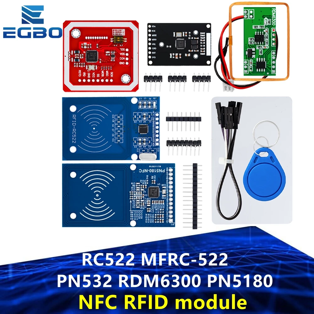 NFC RFID 모듈, RC522, MFRC-522, PN532, RDM6300, PN5180 키트, S50, 13.56 Mhz, 125Khz, 6cm, SPI 태그 포함, Arduino용 쓰기 및 읽기