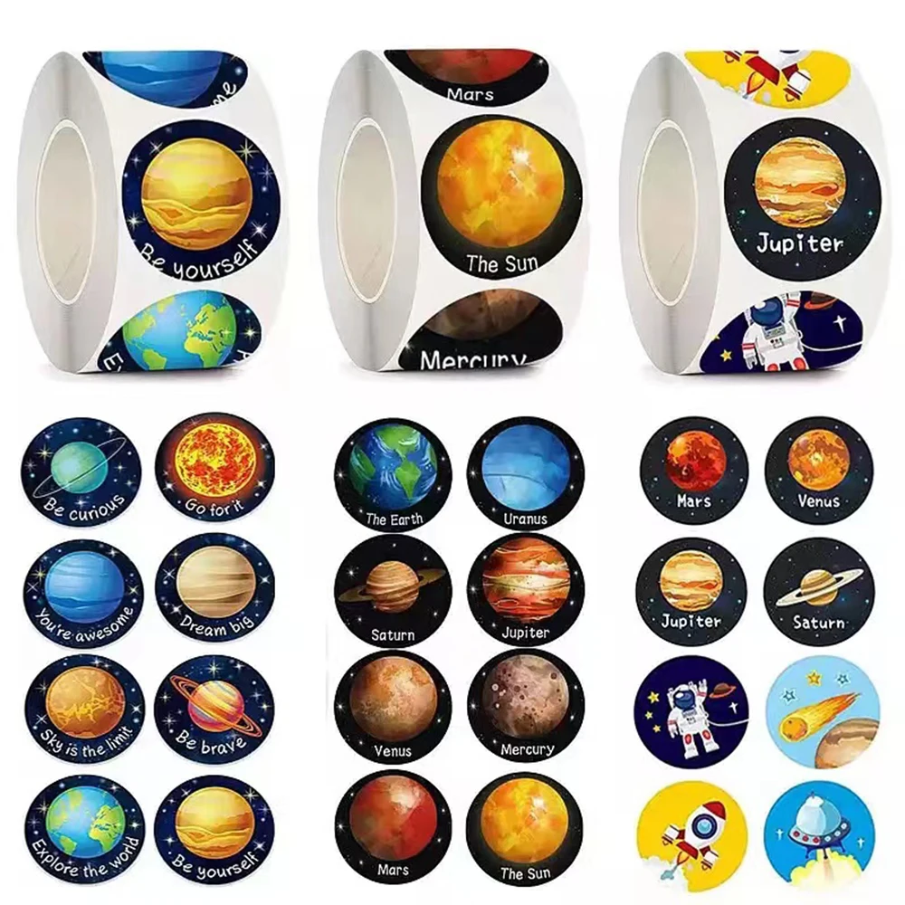 50-500pcs Children Reward Stickers Space Planet Label School Teacher Reward Student Scrapbooking Stationery Diaries Sticker