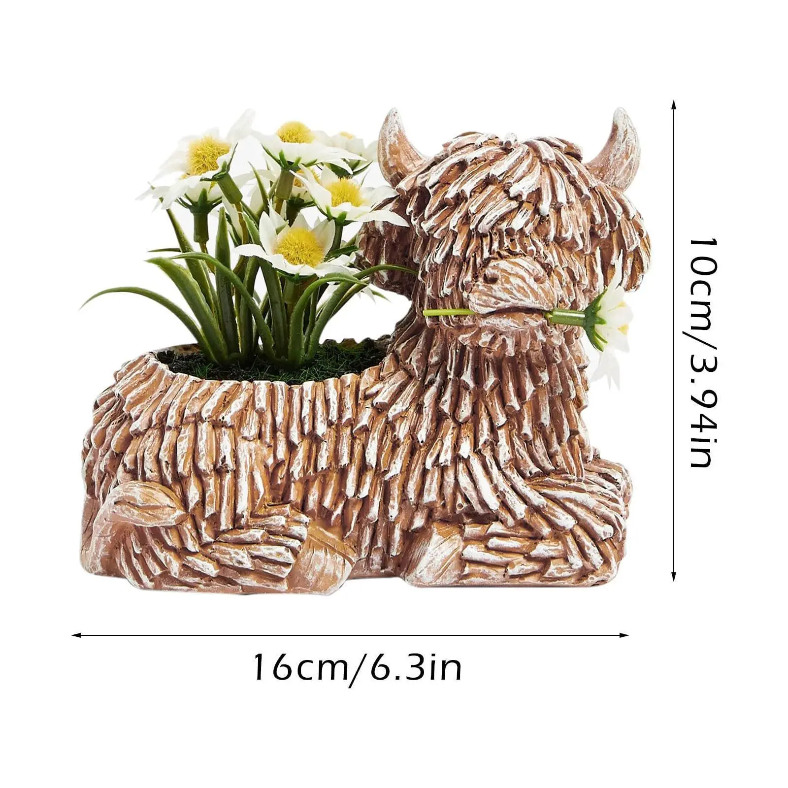 Highland cow flower pot succulent pot yak flower pot resin handicraft home decoration pieces.