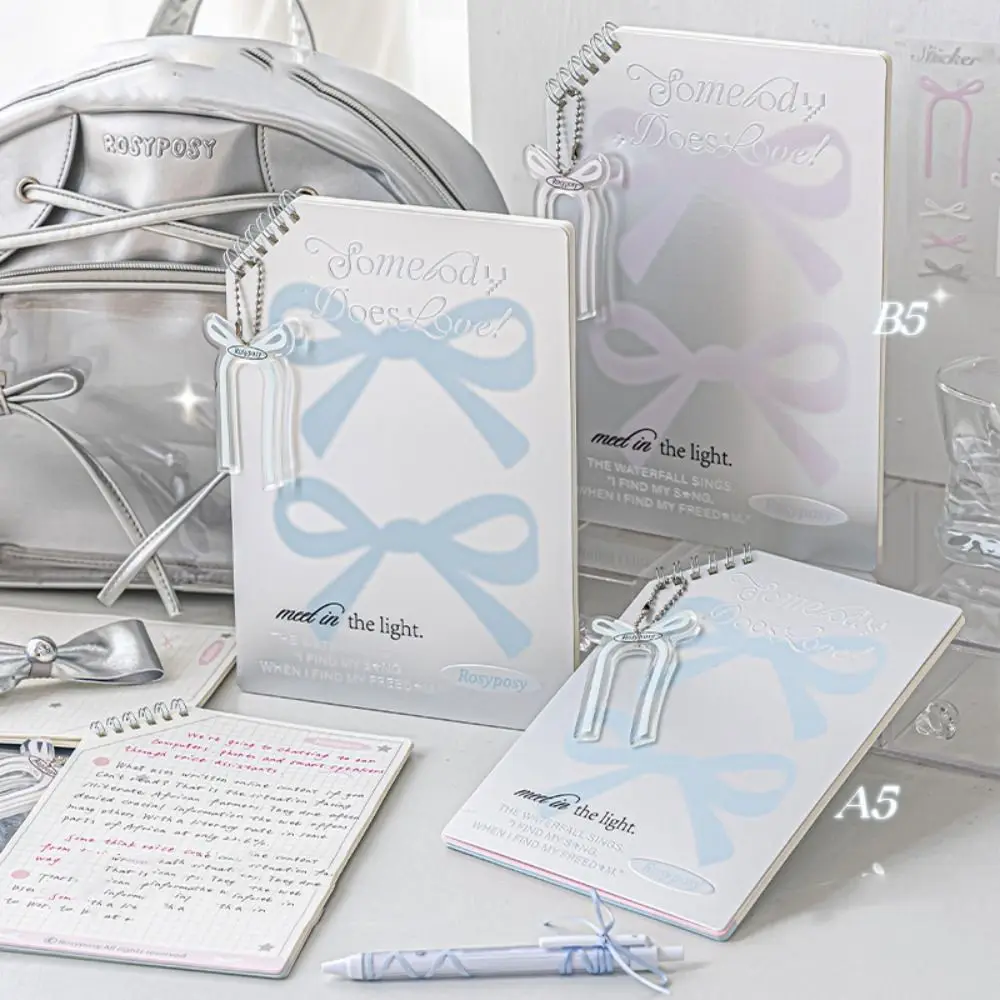 

Cute Pattern B5/A5 Diagonal Notebook Elegant Oblique Style Korean Coil Notebook Ballet Bowknot Agenda Planner Writing