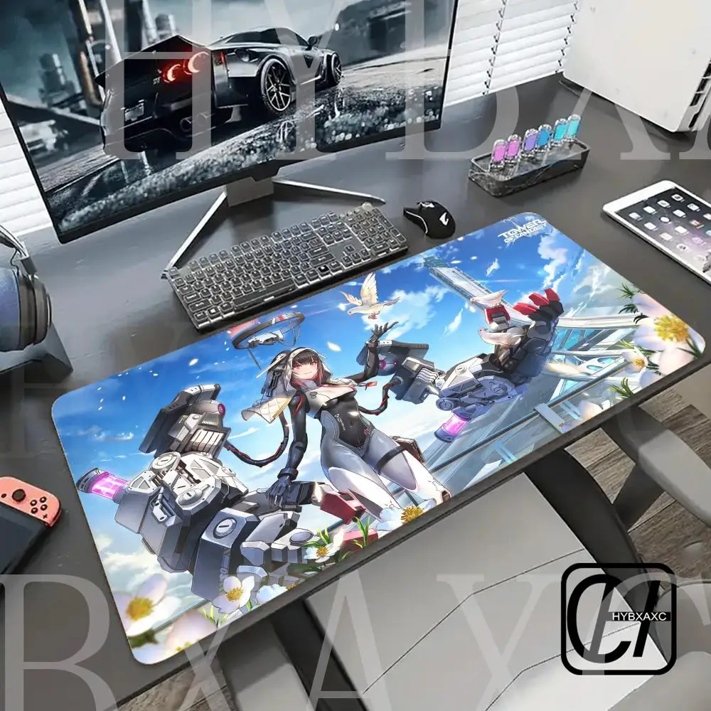

HD HYBXAXC Anime Tower of Fantasy Mouse Pad Cute HD Desk Pad Extended Gaming Keyboard Mats Large 90x40cm XXL Gamer Mousepad