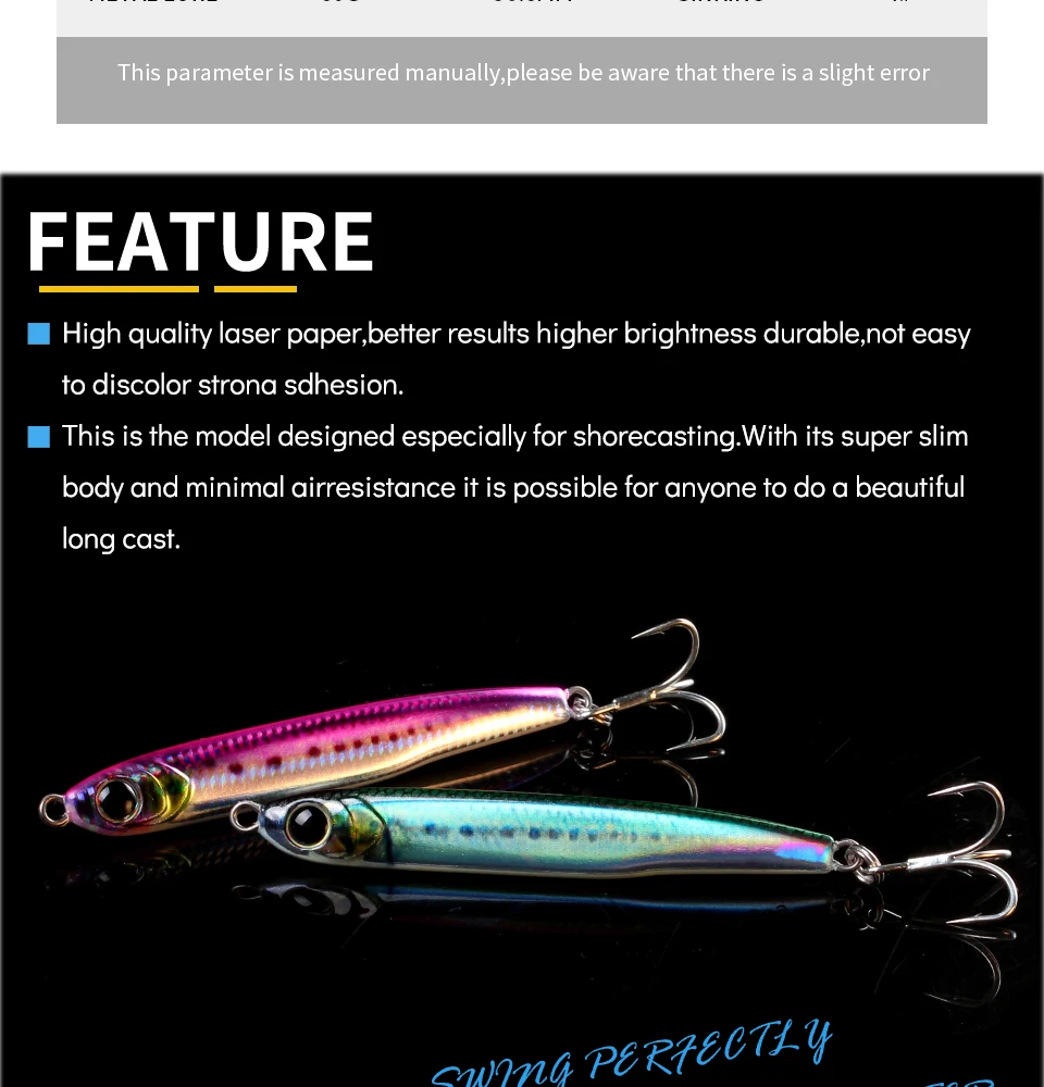LETOYO 30g 40g 60g Angelköder Metall-Jig Künstlicher Harter Köder Slow Pitch Jigging Köder Bass Metall-Jig UV Kunstköder Barsch-Angelzubehör – Detail 3