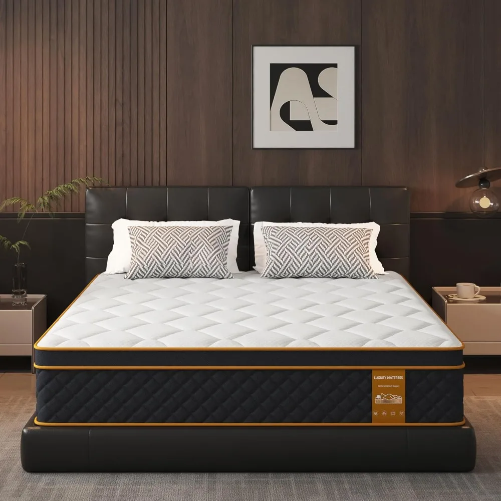 

Queen Mattress, 12 Inch Memory Foam Hybrid Mattress in a Box, Medium Firm and Individually Pocket Springs - Pressure Relief, Cer