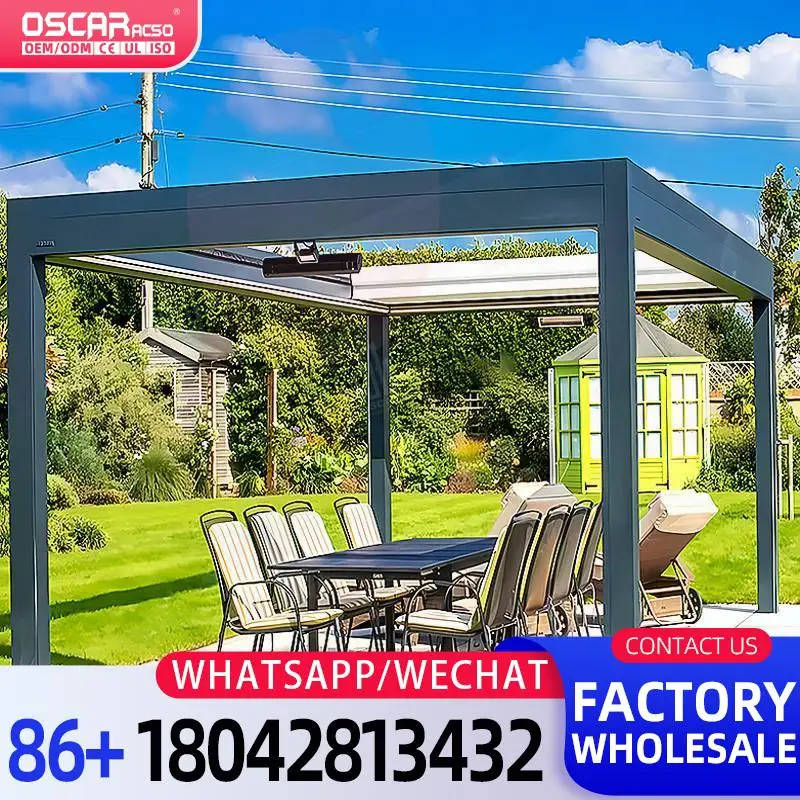 

Электрические жалюзи с открытыми и закрытыми жалюзи, алюминиевая крыша для наружного использования в садах, патио, задних дворах, беседки