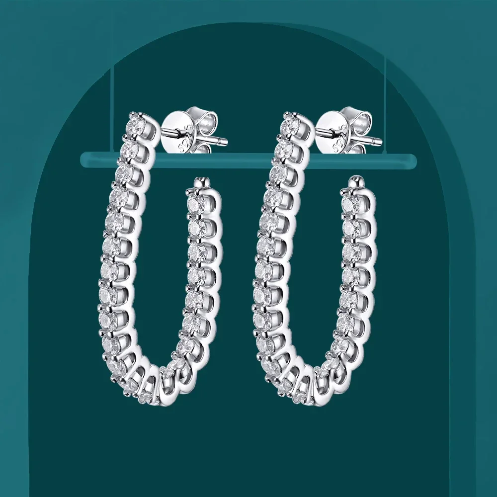2,2 mm voller Moissanit-Creolen aus S925-Sterlingsilber, funkelnder Diamant-Ohrstecker mit Zertifikat, original edler Schmuck
