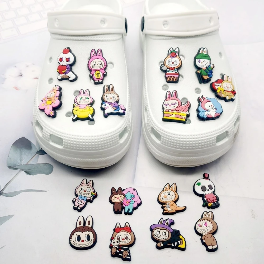 

18Pcs Labubu The Monster Sandals Accessories Kawaii Cartoon Children Hole Slippers Diy Decoration Accessories Kids Gifts
