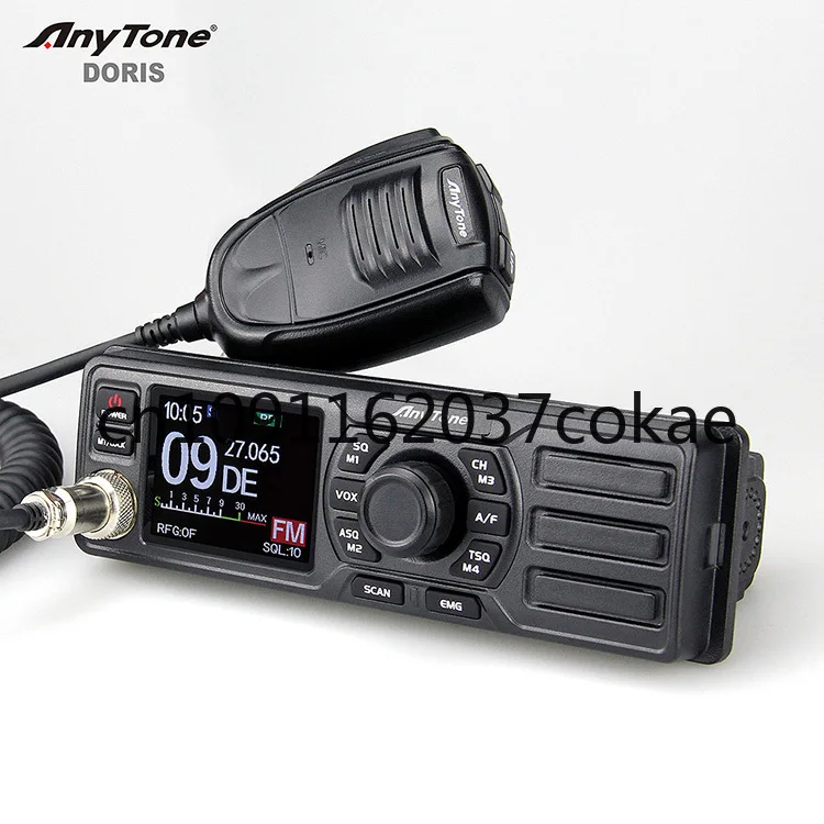 راديو ANYTONE DORIS AM FM 27 ميجا هرتز CB مع حجم Din 4 وات، راديو ثنائي الاتجاه مثبت على السيارة