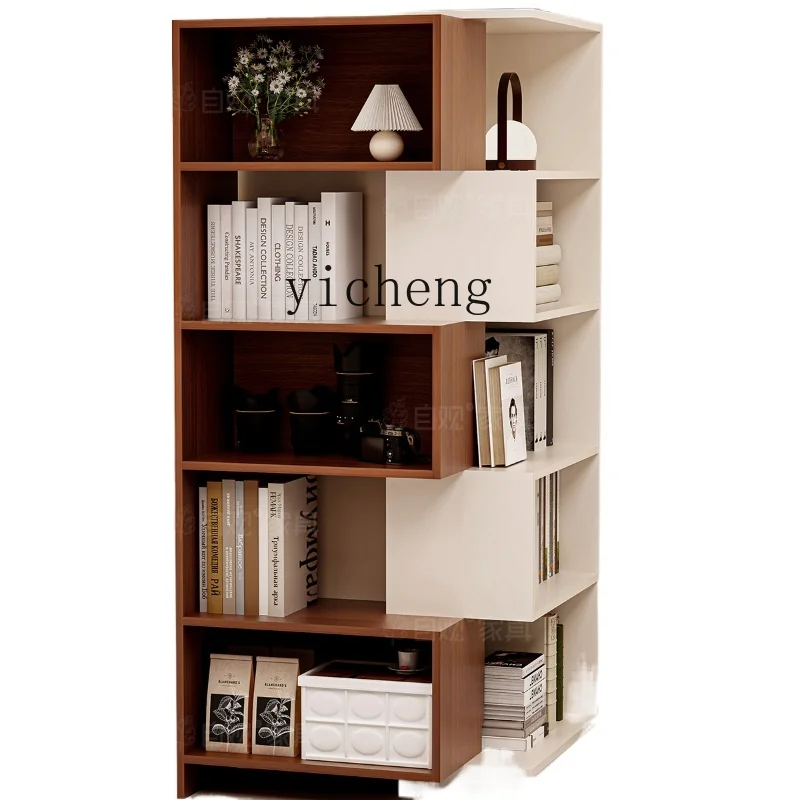 

ZK Mid-Ancient Combined Bookcase Rotating Floor Storage Cabinet Small Apartment Corner Storage Cabinet Retractable Bookshelf