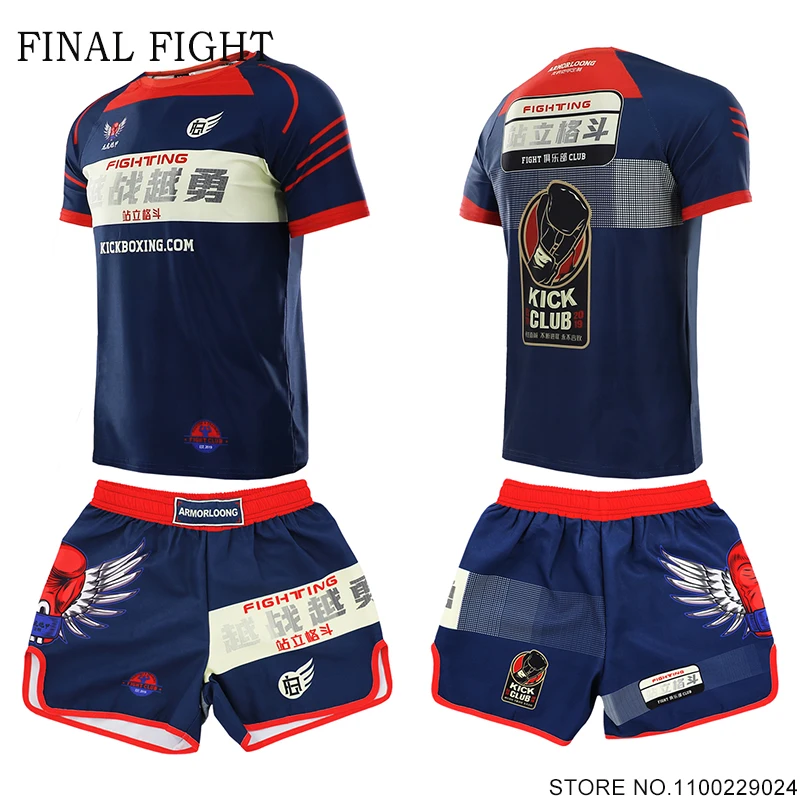 

Muay Thai Shorts and T Shirt Set Quick Dry Breathable Boxing Training Shorts MMA Rashguard Fight Kickboxing Martial Arts Uniform