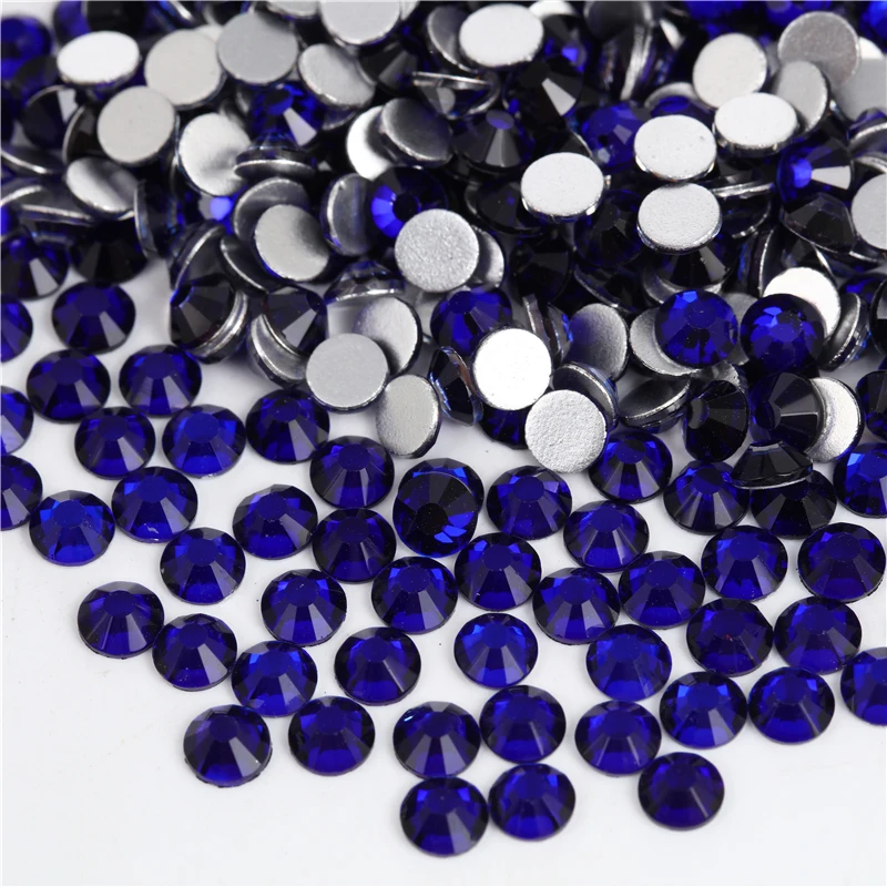 1440PCS SS4-30 Royal Blue Glass Nail Art Decorations Non Hotfix Flat Back Rhinestones Stones Crystals Strass DIY Garment