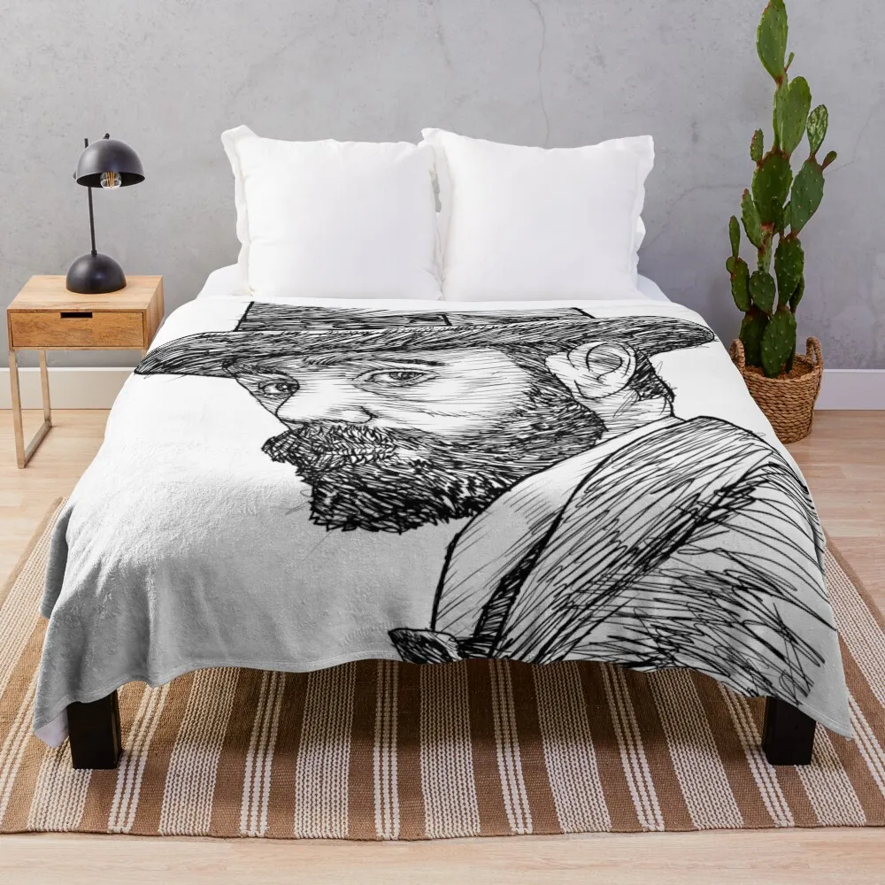 

D. H LAWRENCE ink portrait .1 Throw Blanket Flannel Fabric Warm Decorative Throw Blankets