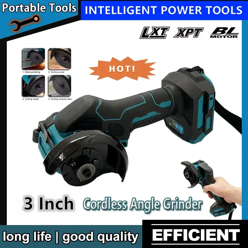 

18V Battery 3 Inch Mini Angle Grinder Cutting Machine Cordless Electric Grinding Polishing Cutting Power Tools Fit Makita
